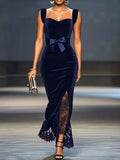 Length Straight Slit Prom Dresses Banquet Cocktail Party Dresses.