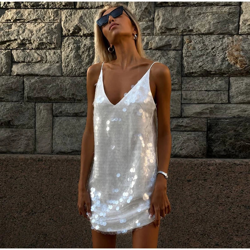 Glam Sequin V-Neck Mini Dress