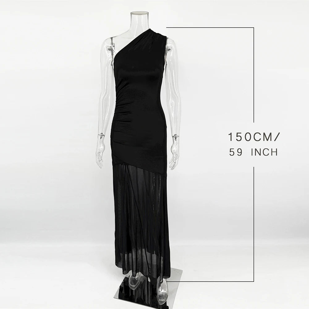 Sheer Off-Shoulder Backless Maxi Dress
