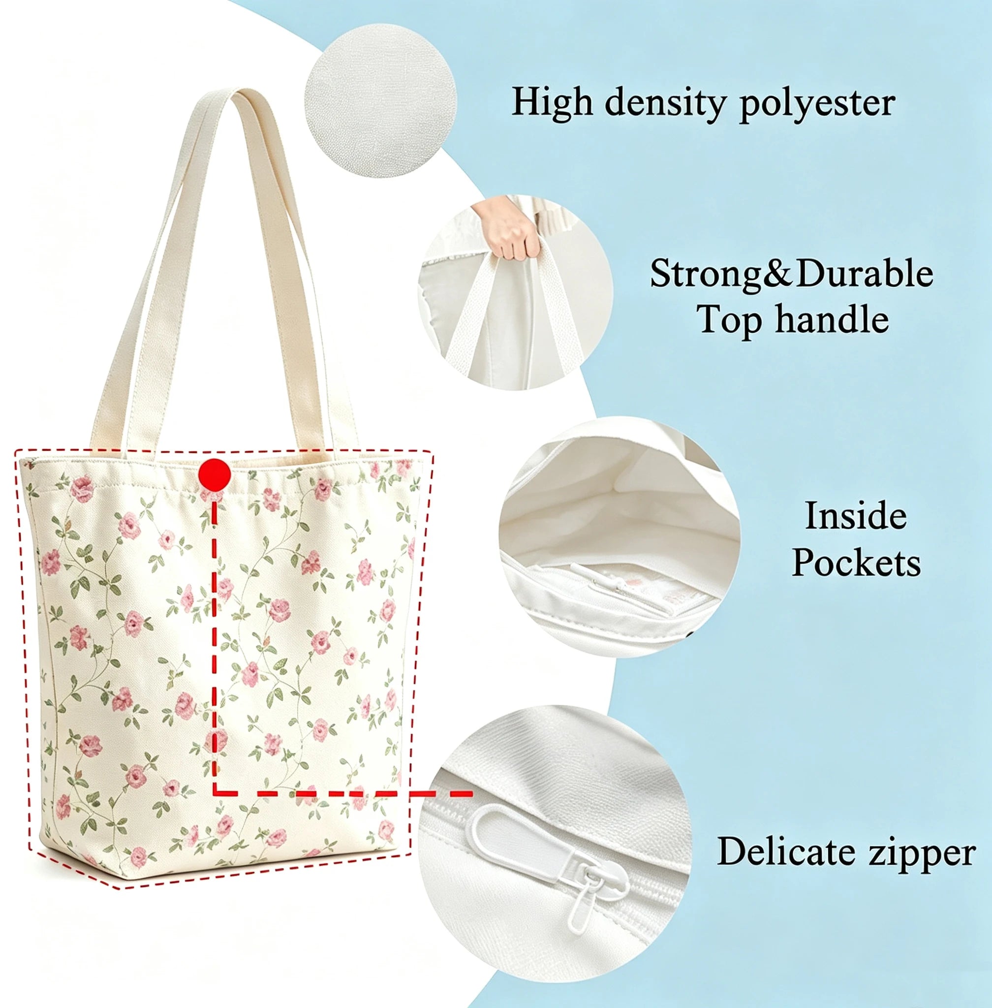 Striped Color-Blocking Art Pattern Tote Bag for Women Reusable Shopping Tote Bag Zippered  Bags Print