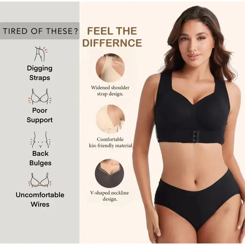 Wireless Cross-Back Support Bra – Front Closure